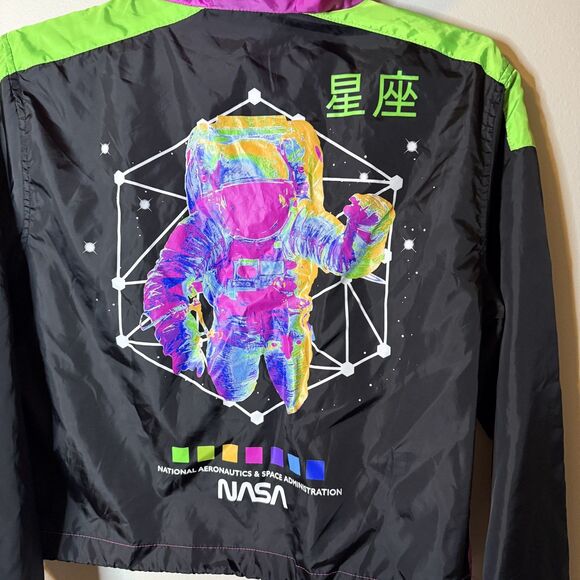 Chemistry NASA Lightweight 1/2 Zip Cropped Hooded Jacket Windbreaker Size M - Picture 3 of 8
